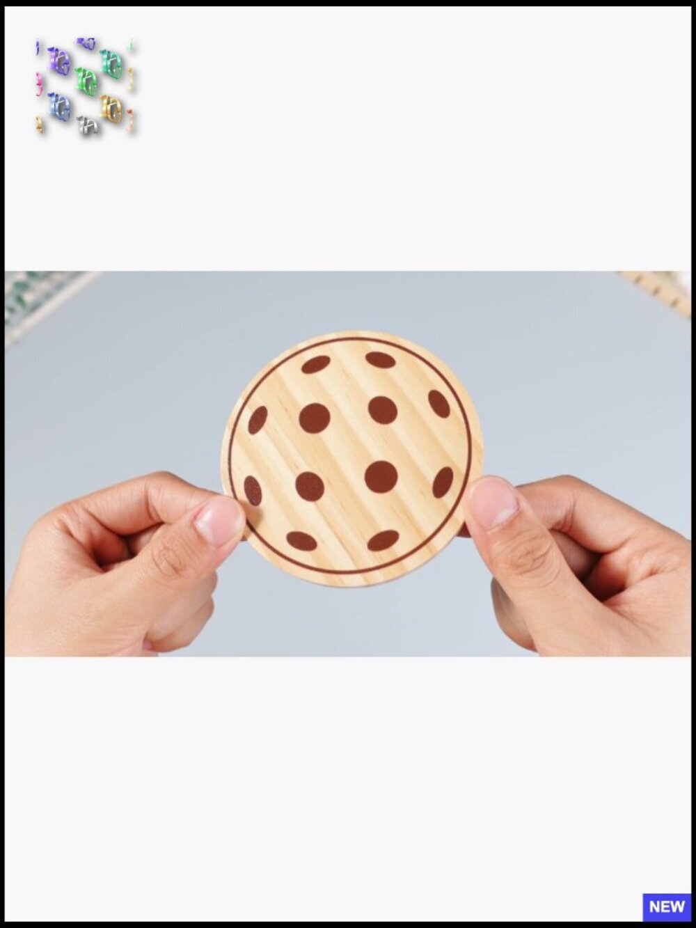 6 Pack Wooden Drink Coasters Set Paddle Ball Shape Funny Gift for Sports Lovers - Picture 7 of 7